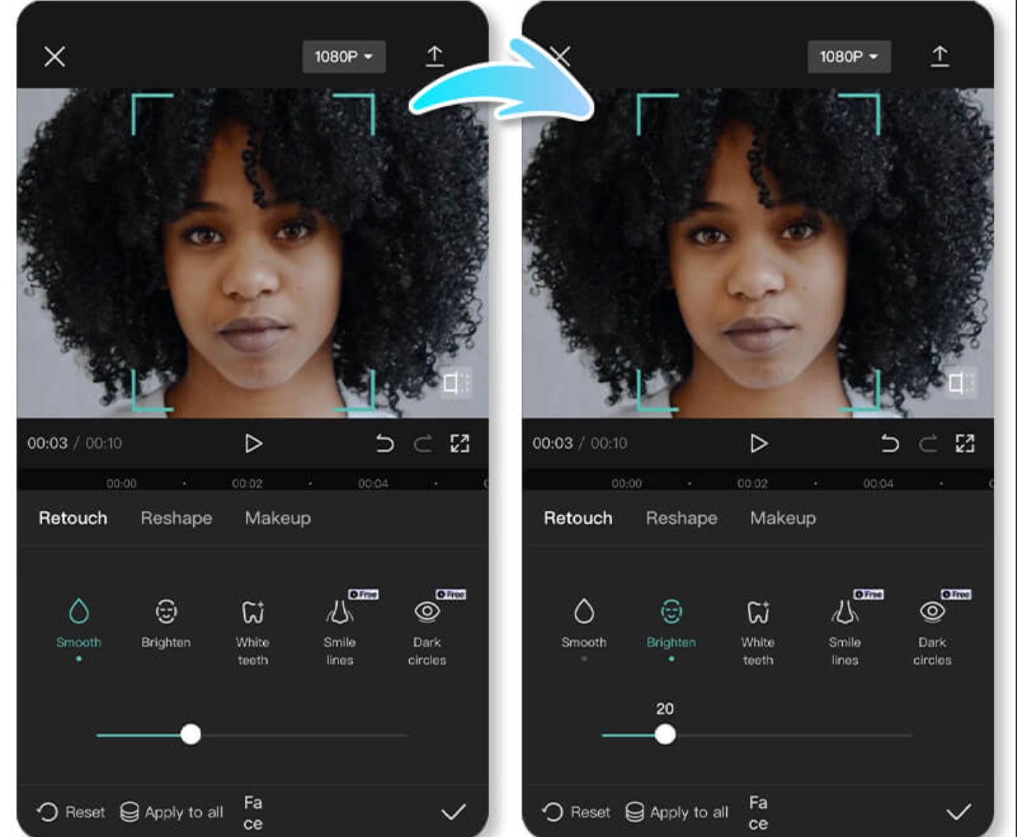 CapCut mobile app - Makeup AI features tool