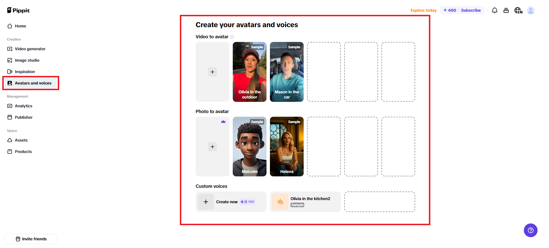 Avatares personalizados y narraciones