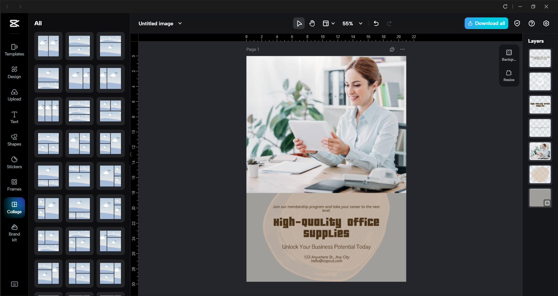 Interface of the CapCut desktop video editor - a must-use tool for editing free business flyer templates