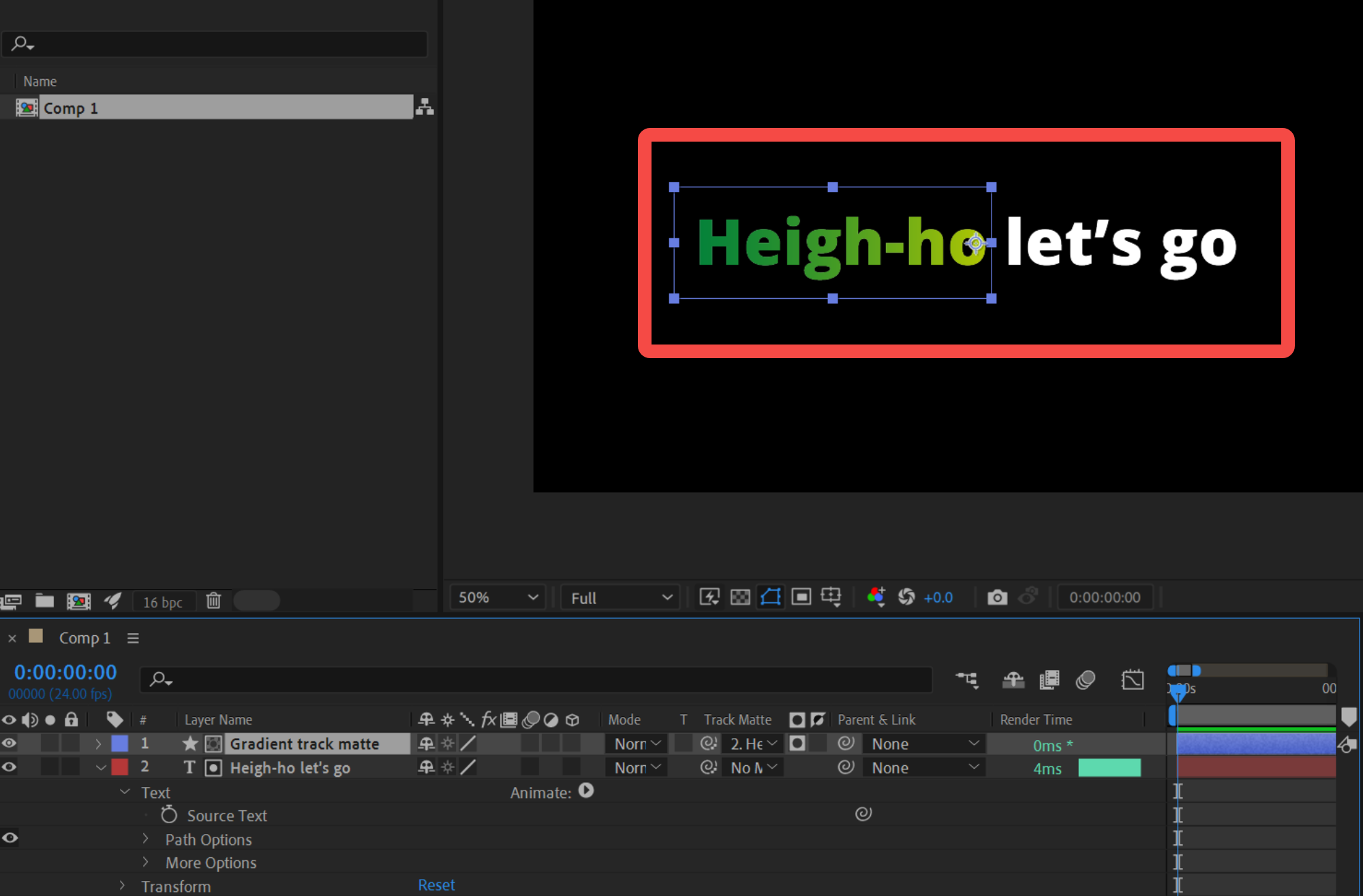 Se arată cum se face text gradient în After Effects folosind o suprapunere gradient