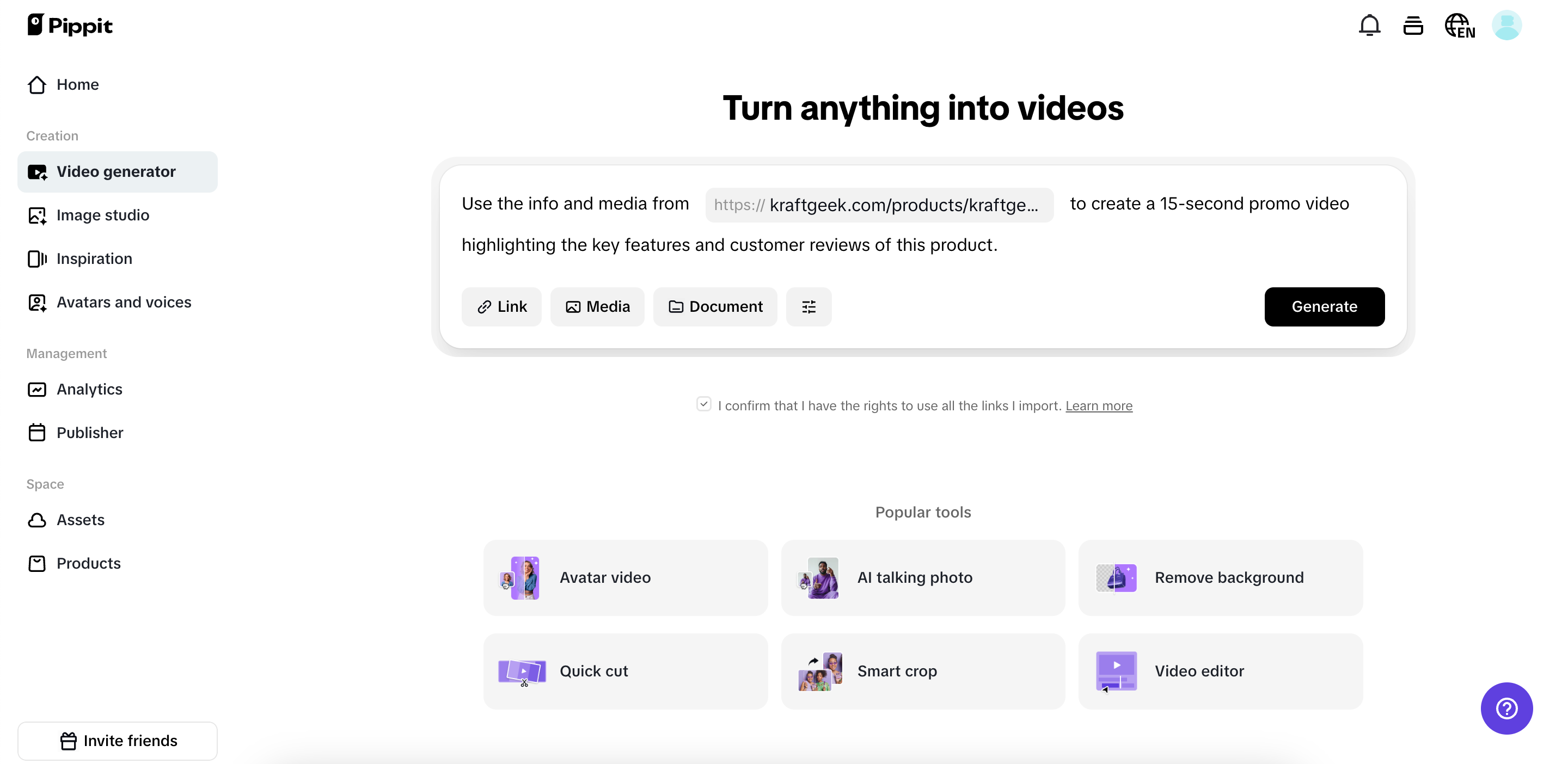 Start with product links or media