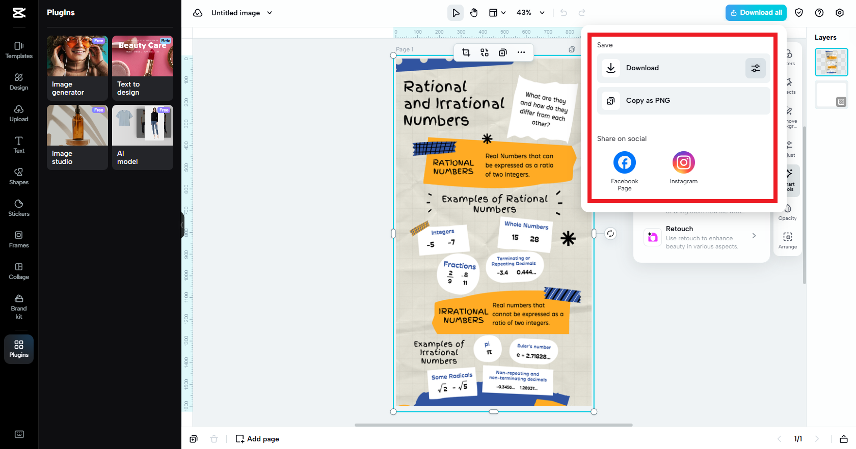 Exportálja a véglegesített infógrafikai képet