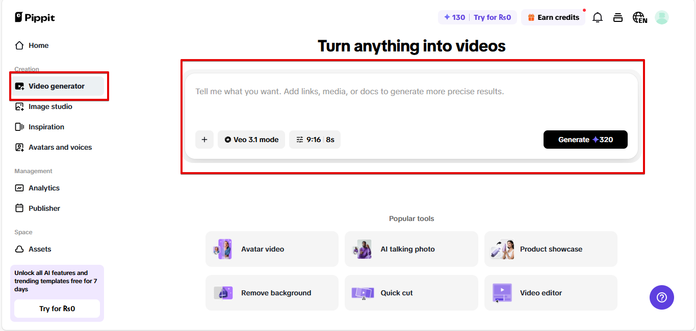 Abriendo el generador de videos