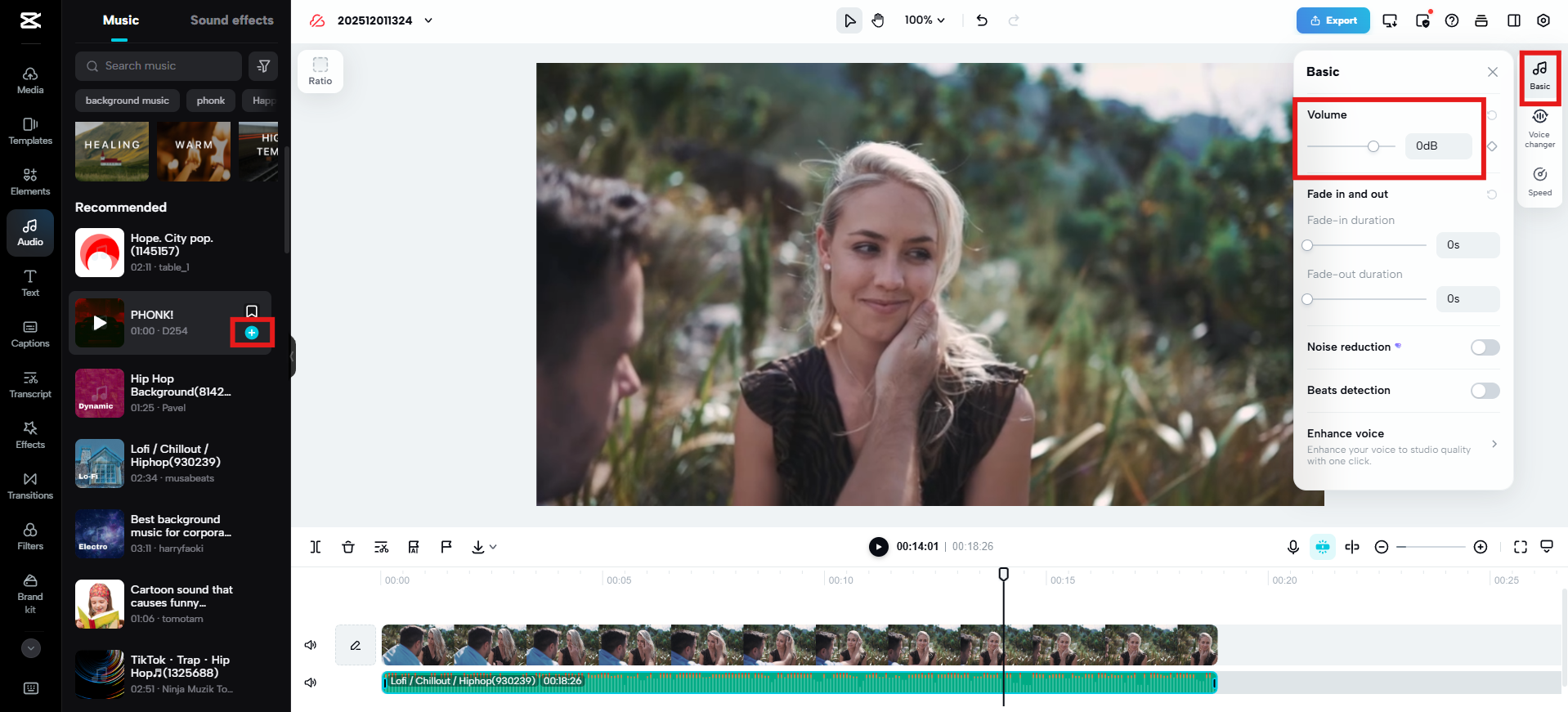 Lisää musiikkia ja säädä äänenvoimakkuutta.