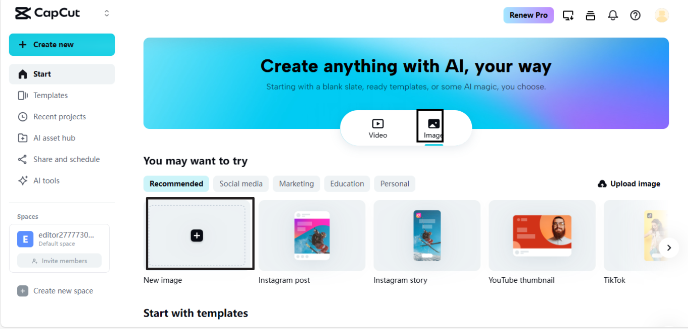 Upload your image to CapCut Web