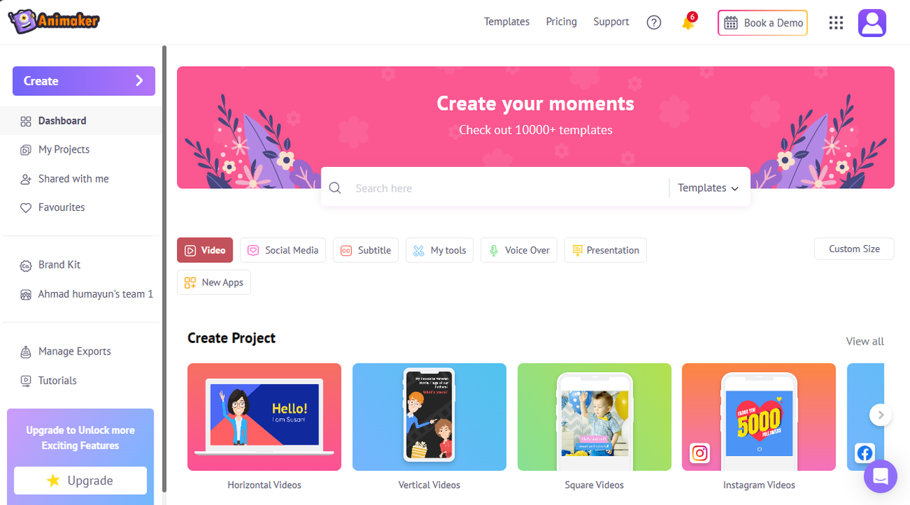 Interface of Animaker