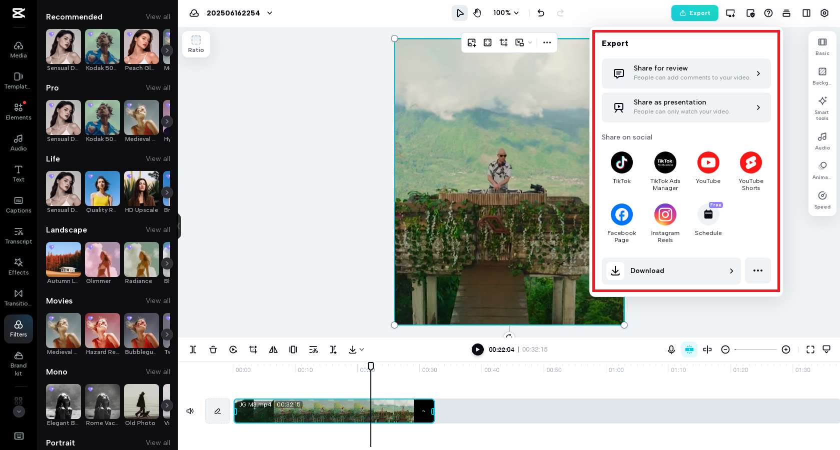 Videó exportálása