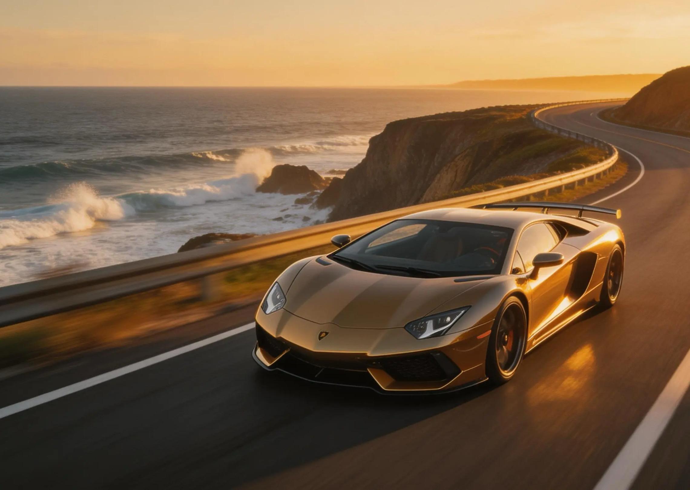 car racing along a coastal cliff highway