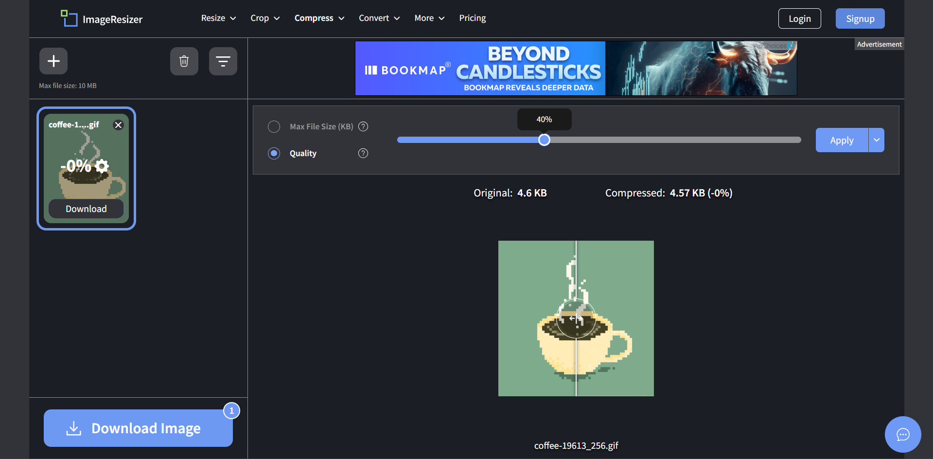 Interface van Image Resizer - een van de beste tools om de GIF-grootte te wijzigen