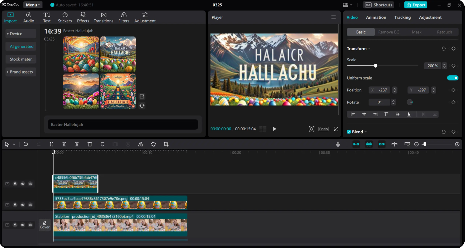 Voeg eenvoudig Pasen Hallelujah-teksten toe aan video's met CapCut