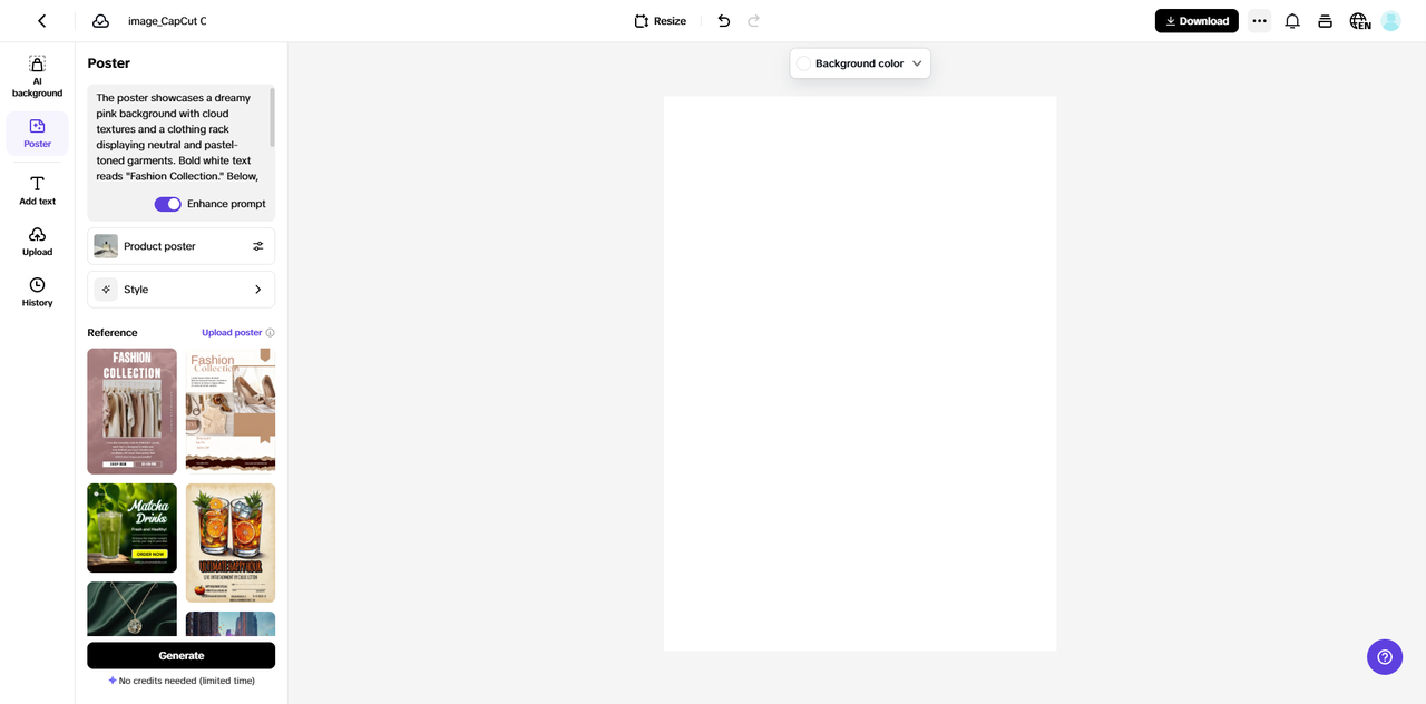 Access sales poster and enter prompts