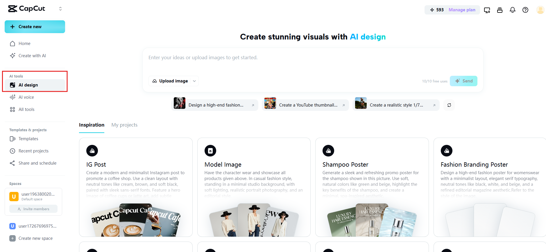 Navigate to AI design feature