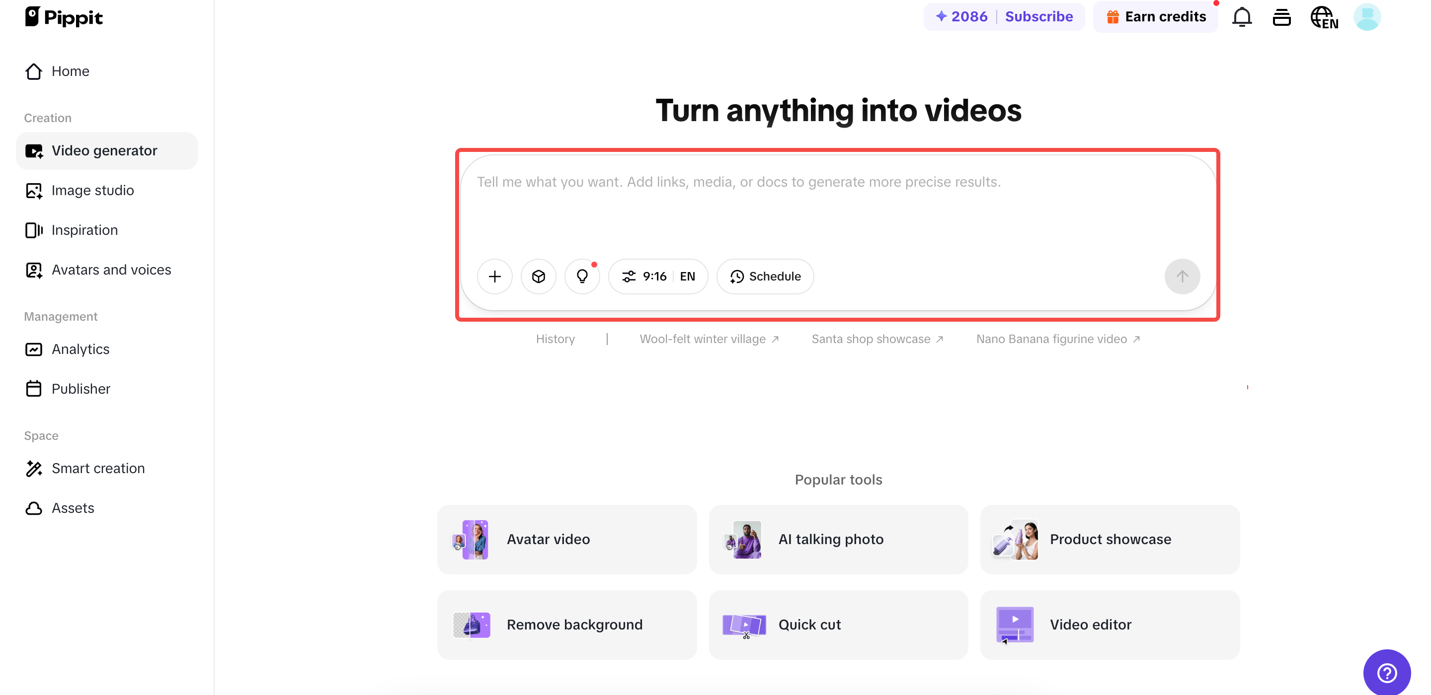 Access the video generator