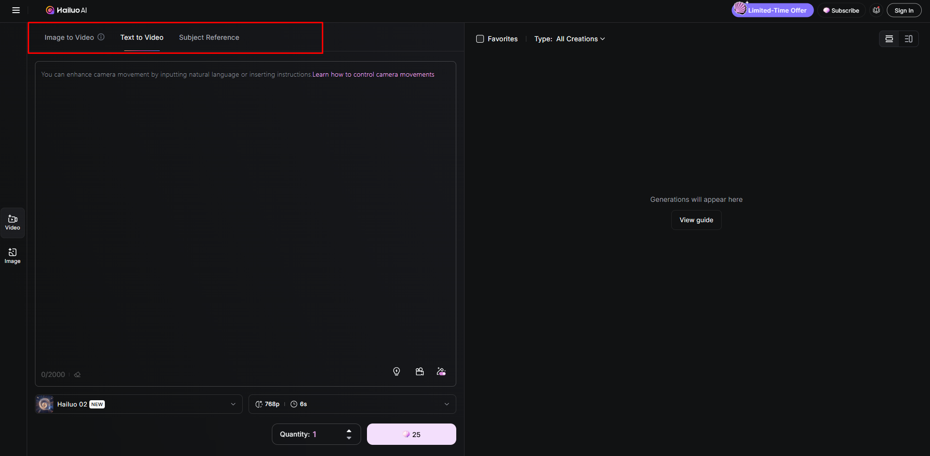 Setting up a new project in Hailuo AI video generator