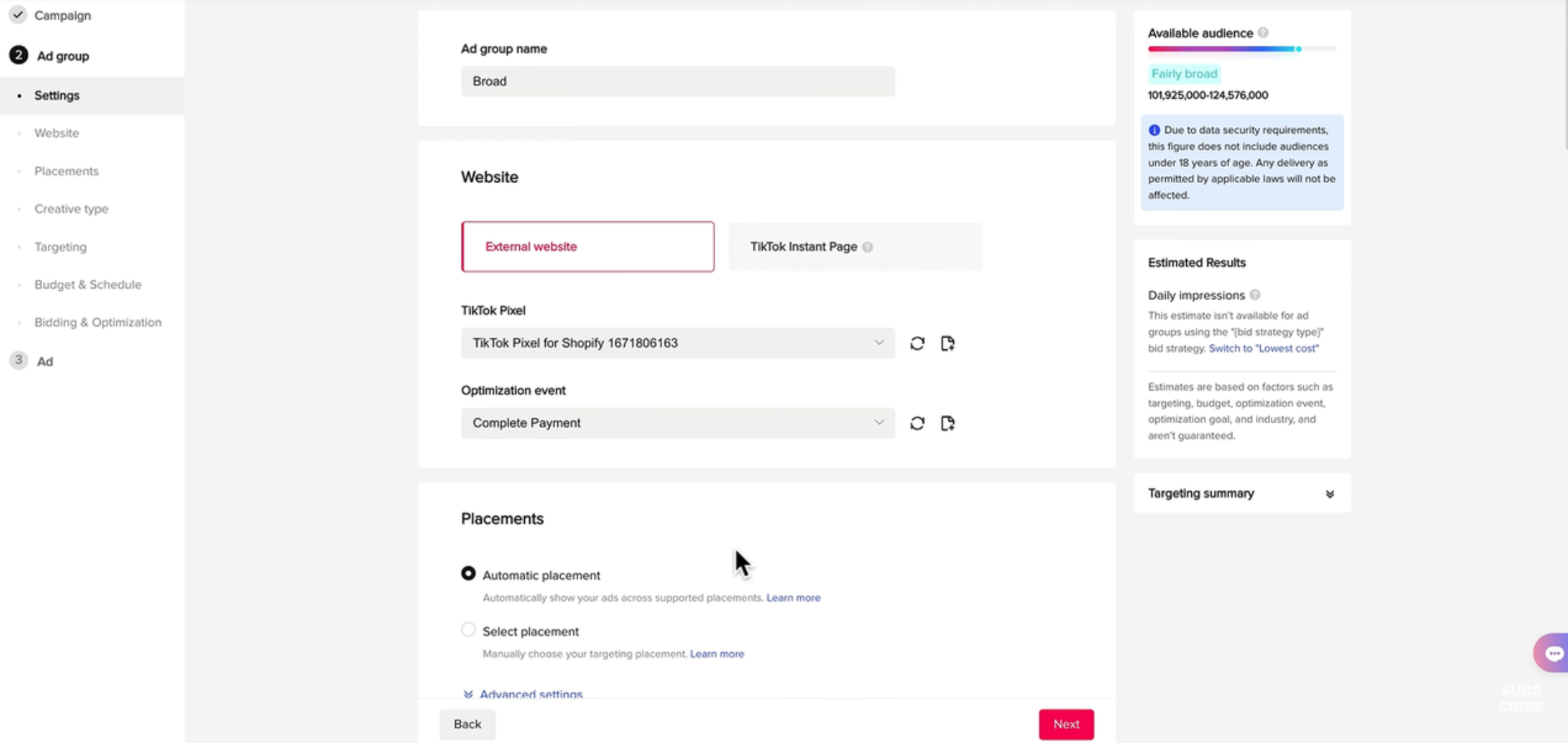 Imej menunjukkan cara melaraskan tetapan iklan untuk mendapatkan CTR yang baik untuk iklan TikTok