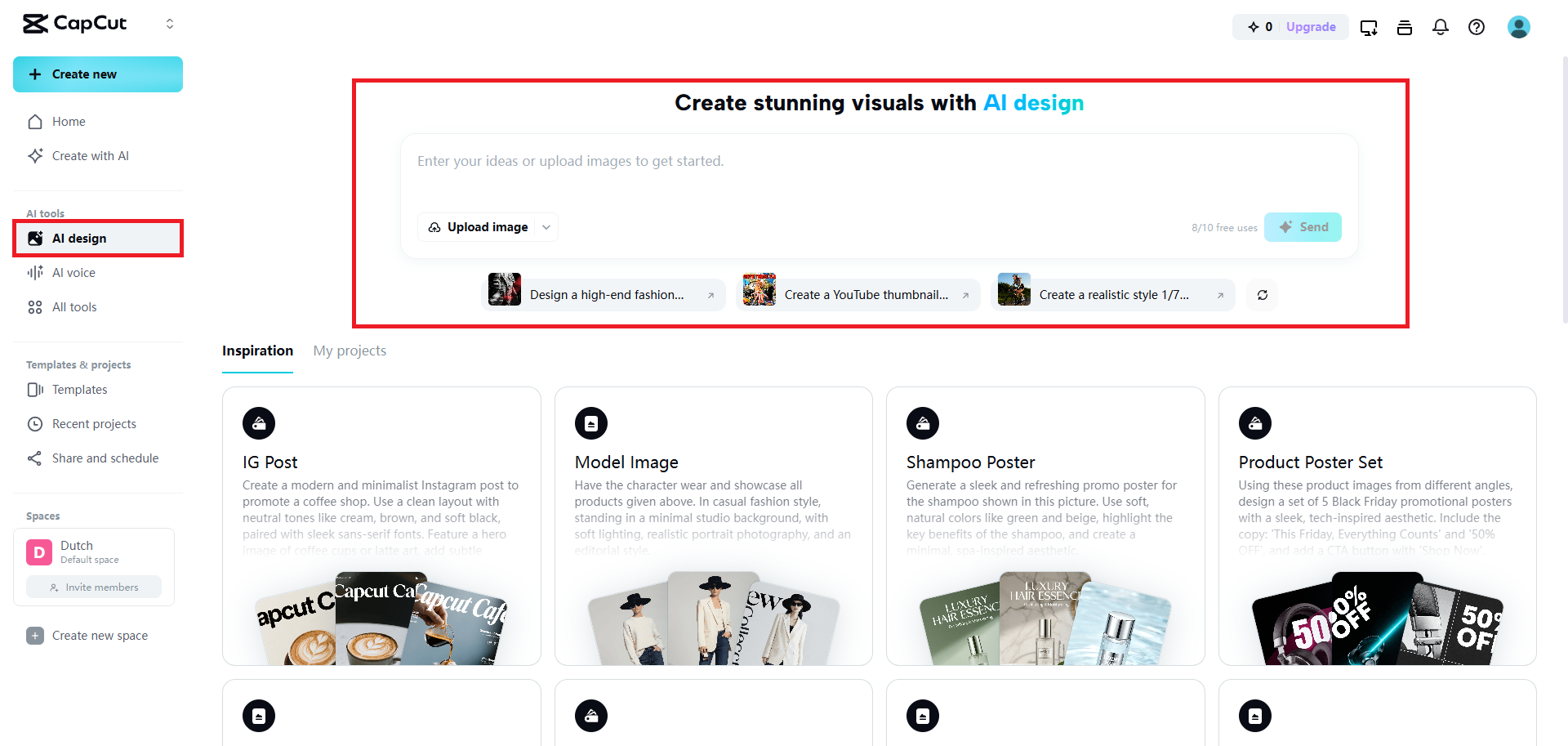 Select the AI design feature