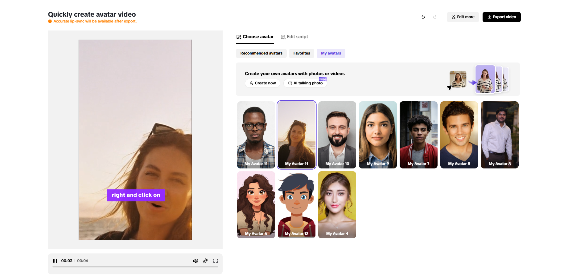 Avatars and voiceovers