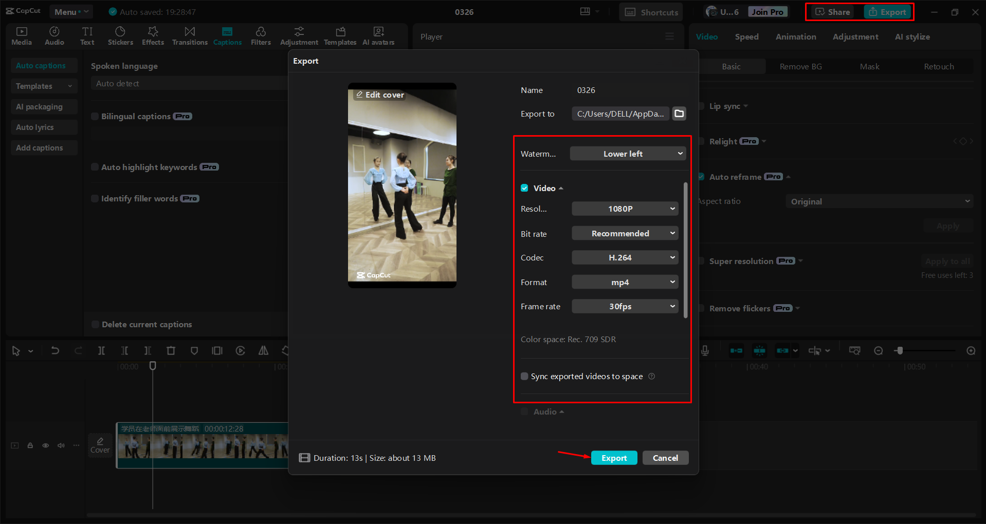 Bearbeiten einer Instagram-Rolle mit dem CapCut Desktop-Video-Editor