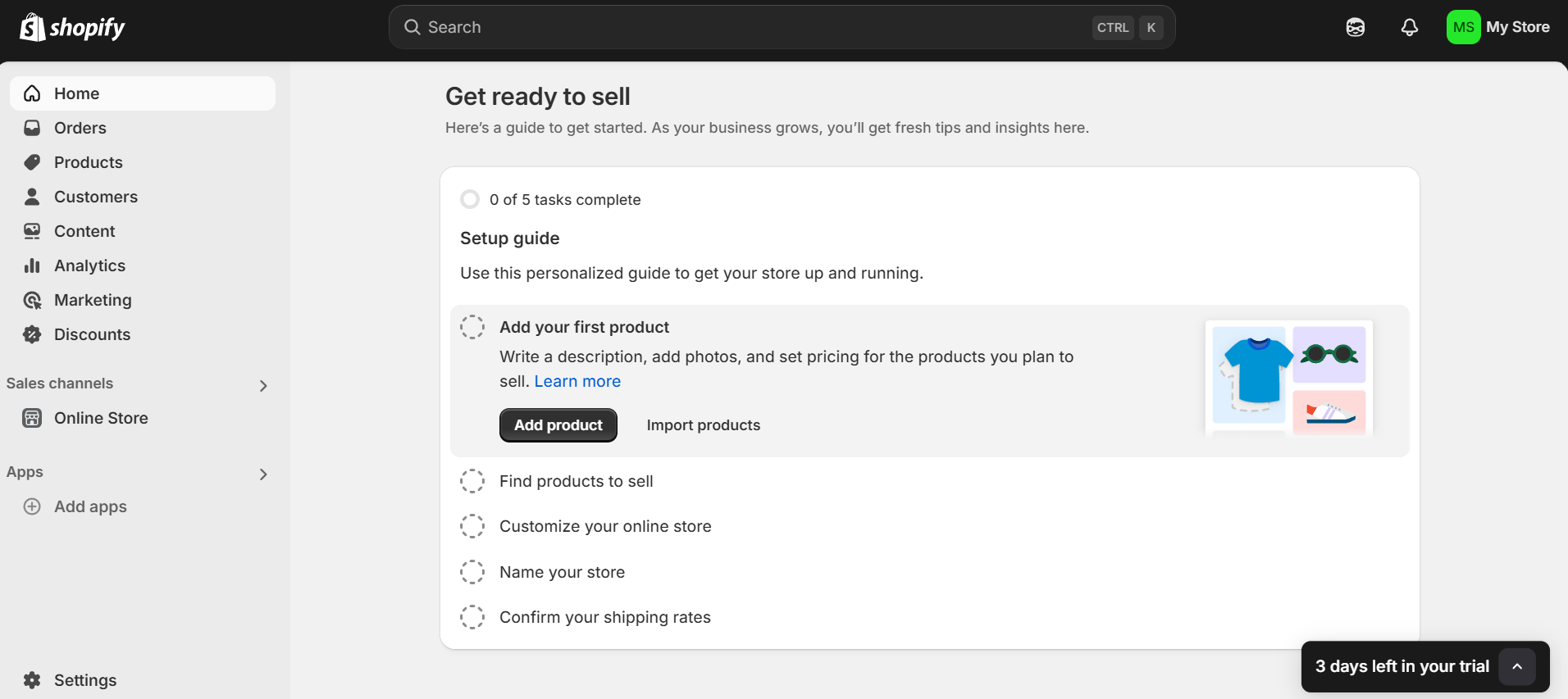 Shopify's interface