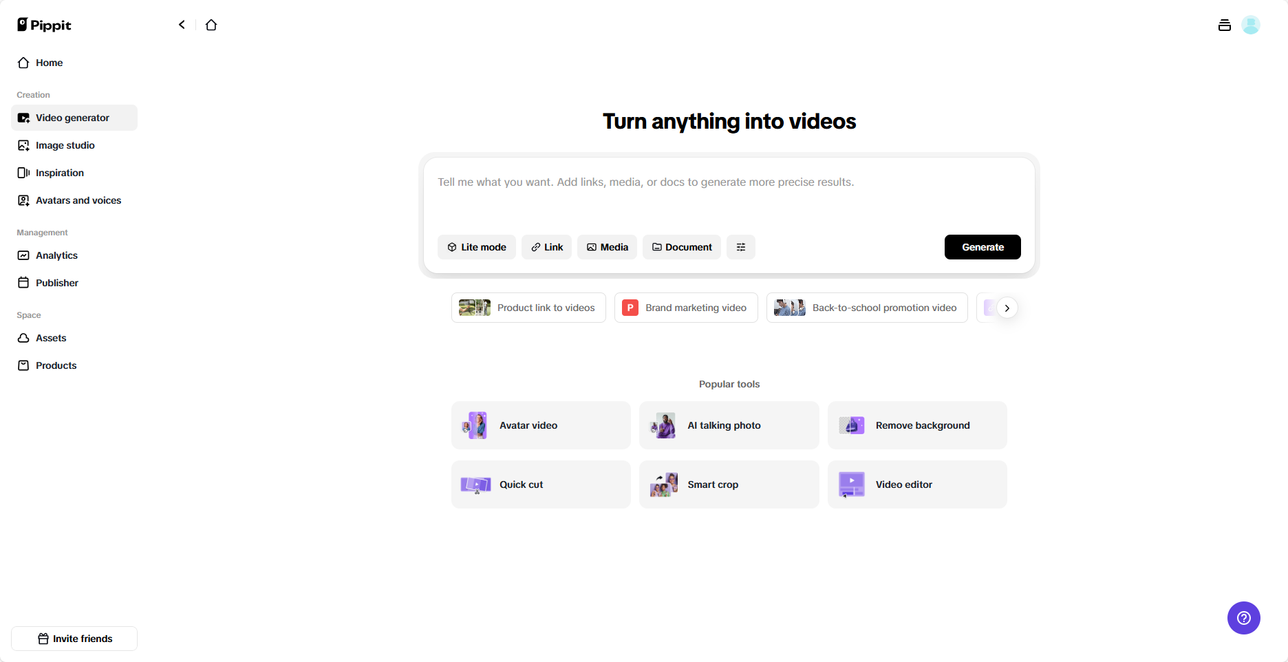 Create videos in seconds