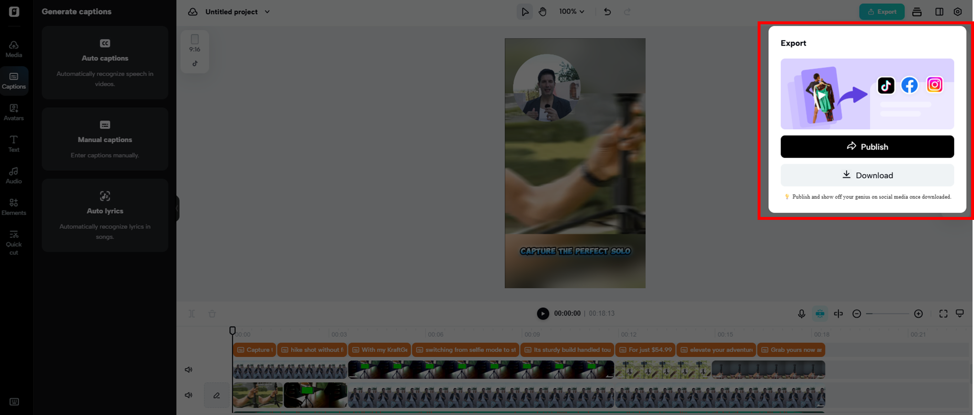 Publish or download your created video