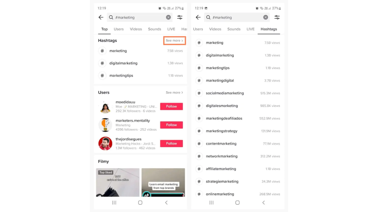 Strategic hashtags on TikTok