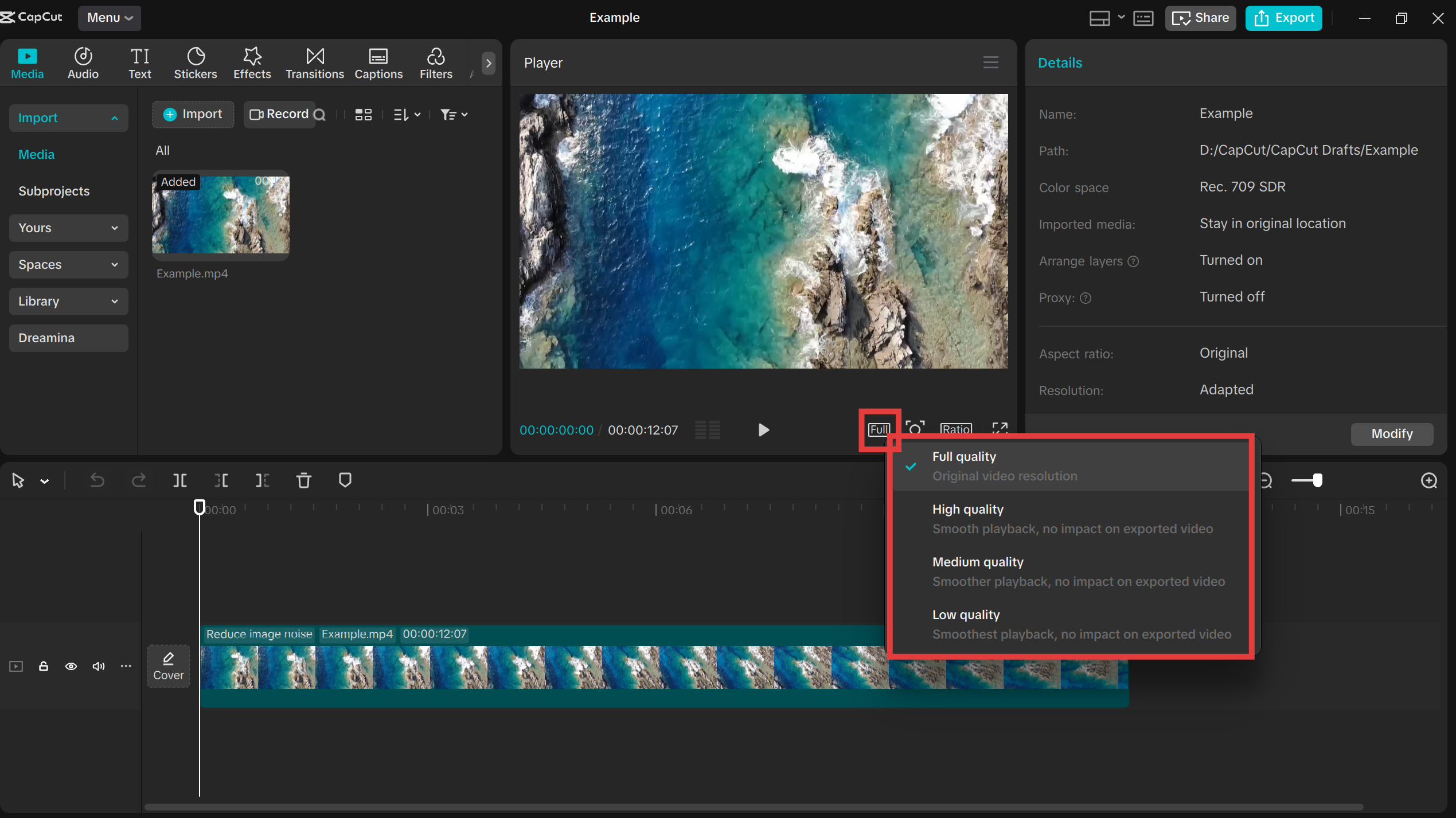 Regolare la qualità video nella casella di anteprima