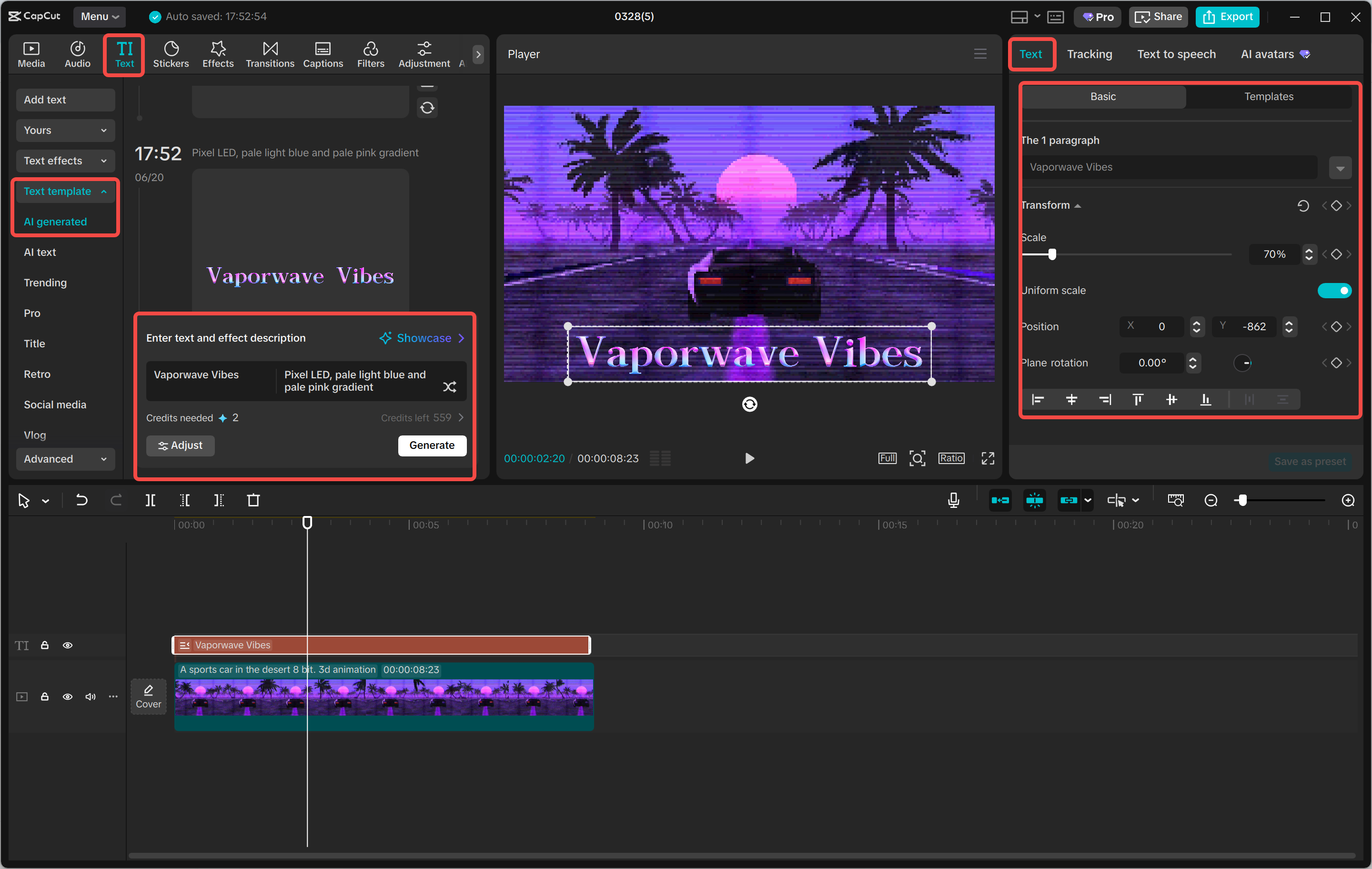 Generando una fuente con el CapCut editor de video de escritorio