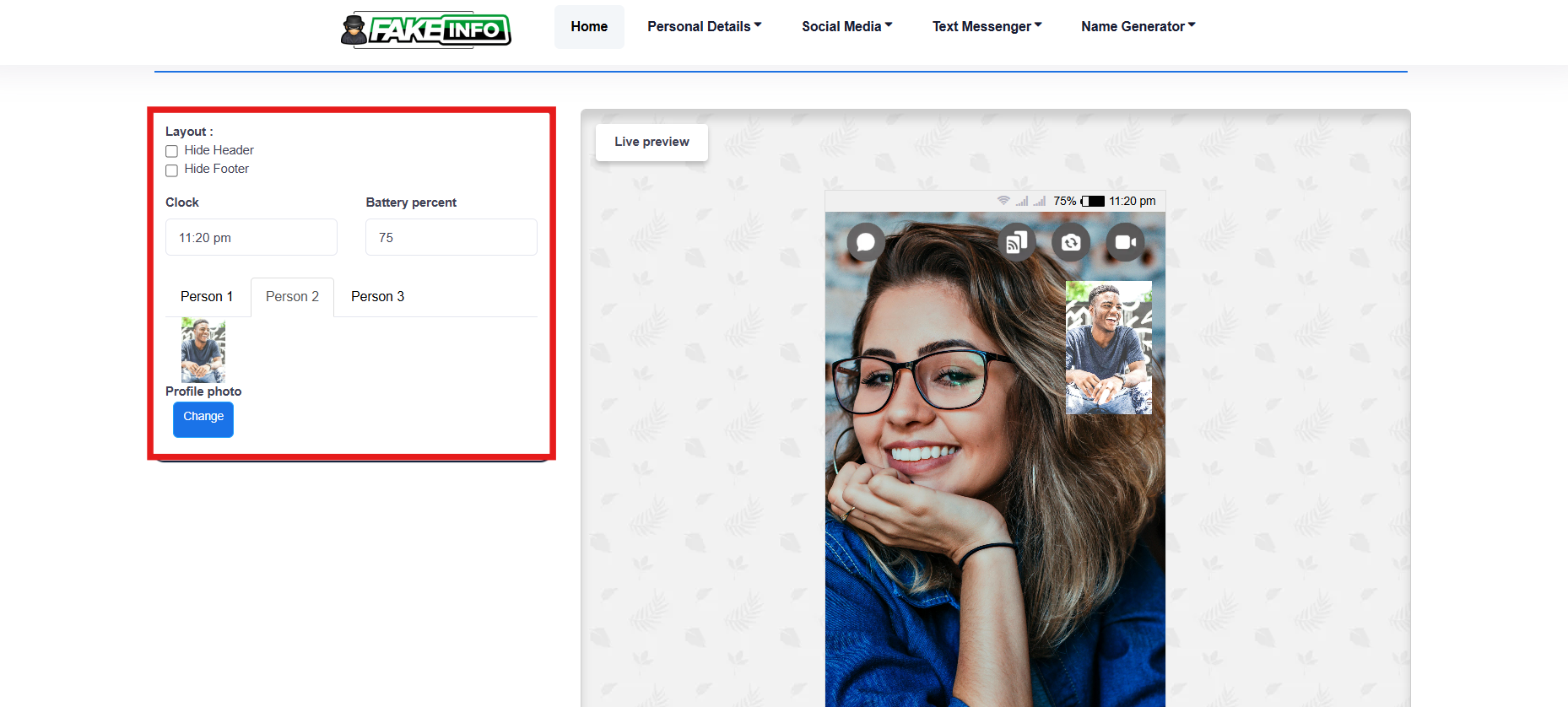 I-customize ang mga setting ng pekeng video call