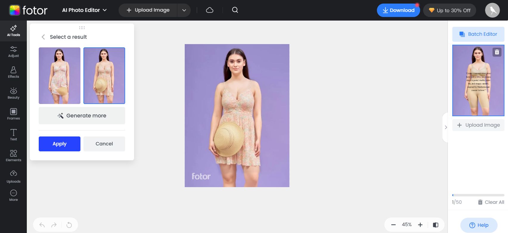 Fotor interface