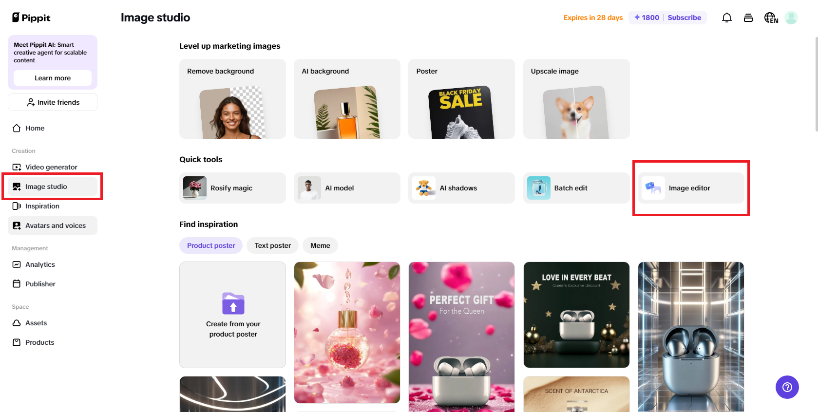 Select the Image Editor option from Image Studio