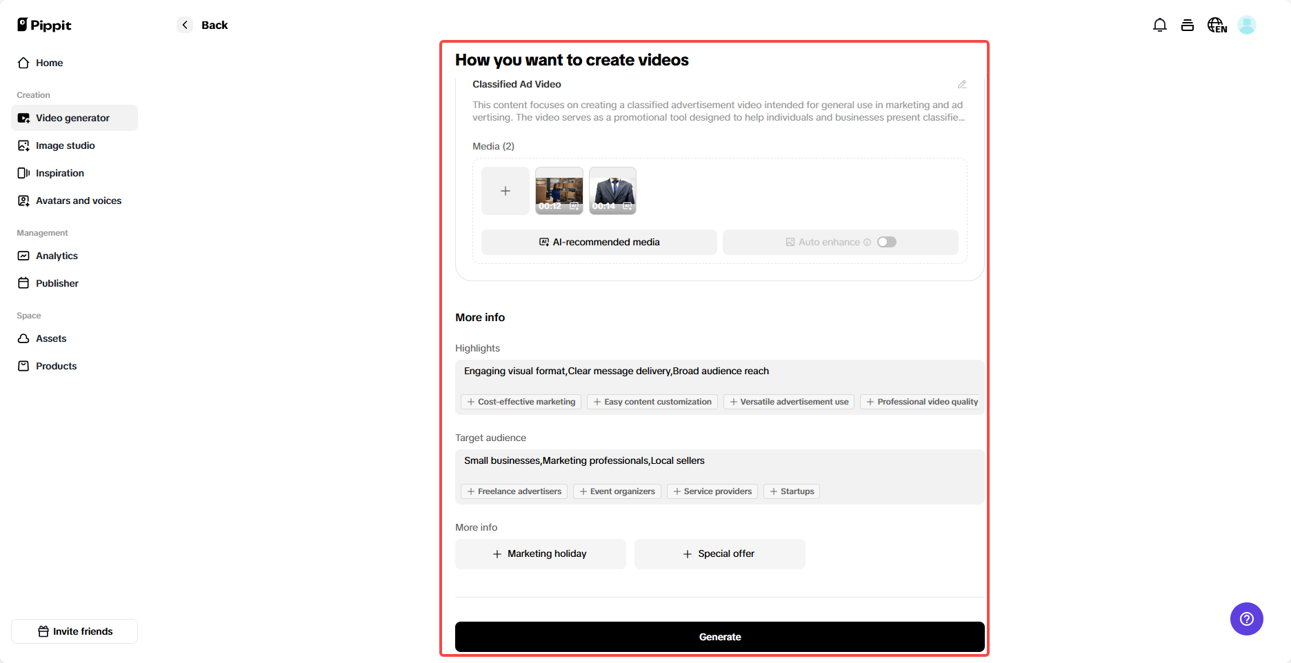 Set the settings
