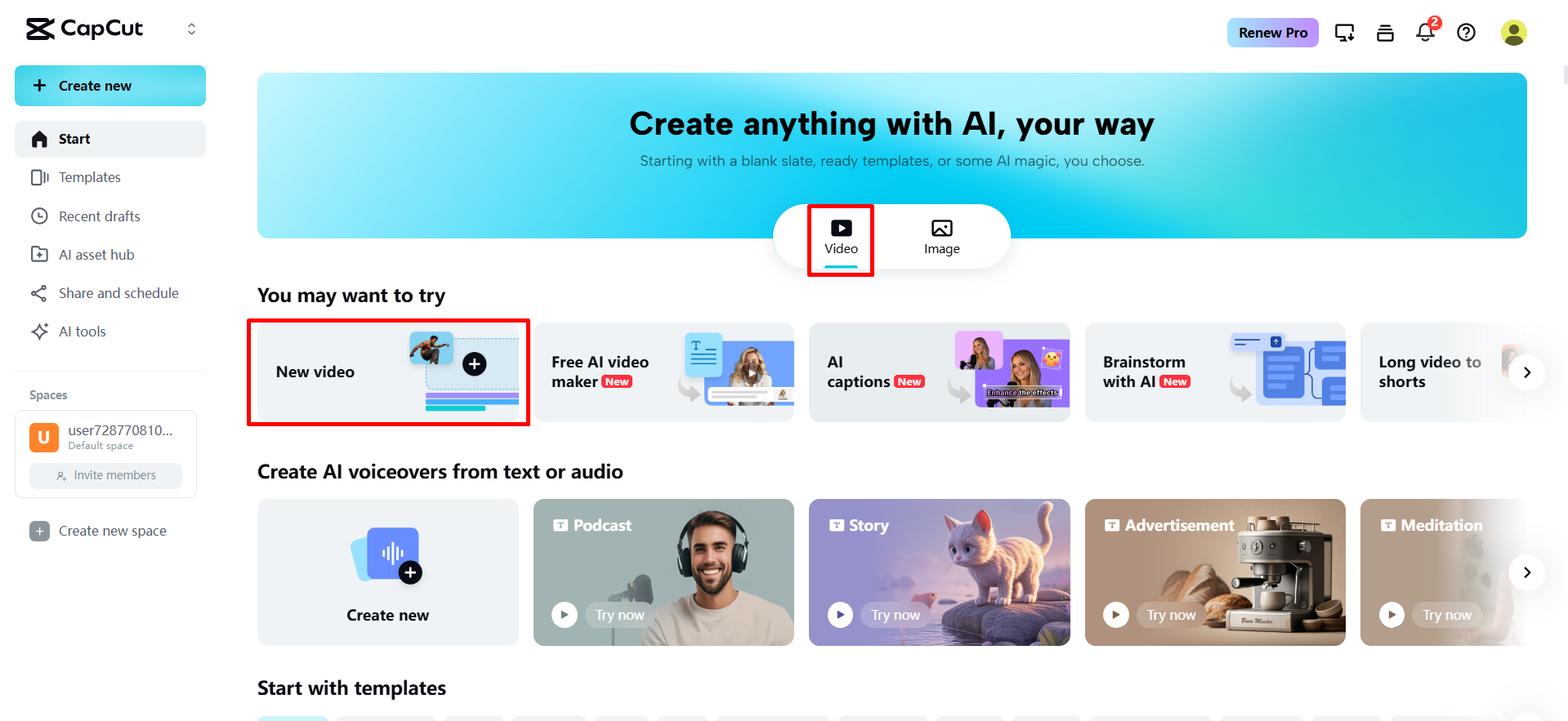 Creación de proyecto para la edición de videos