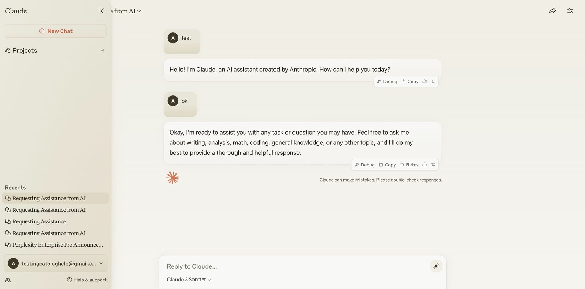 The interface of Claude - another free conversational AI voice bot