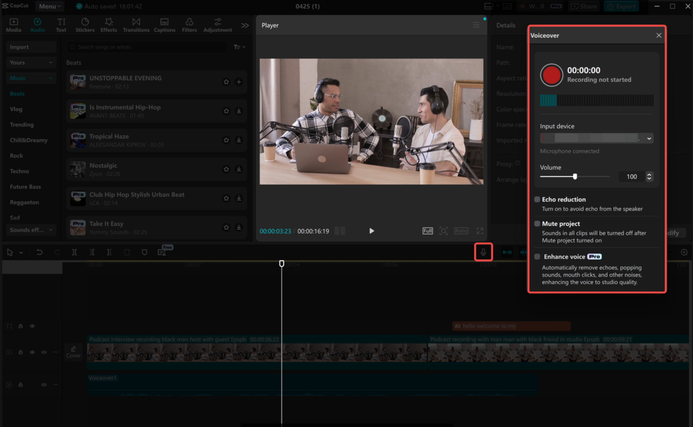 Grabación del audio interno con el CapCut editor de vídeo de escritorio