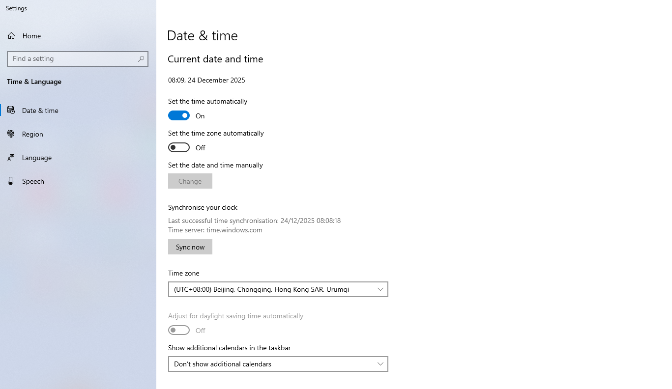 Windows系統中的自動時間設定