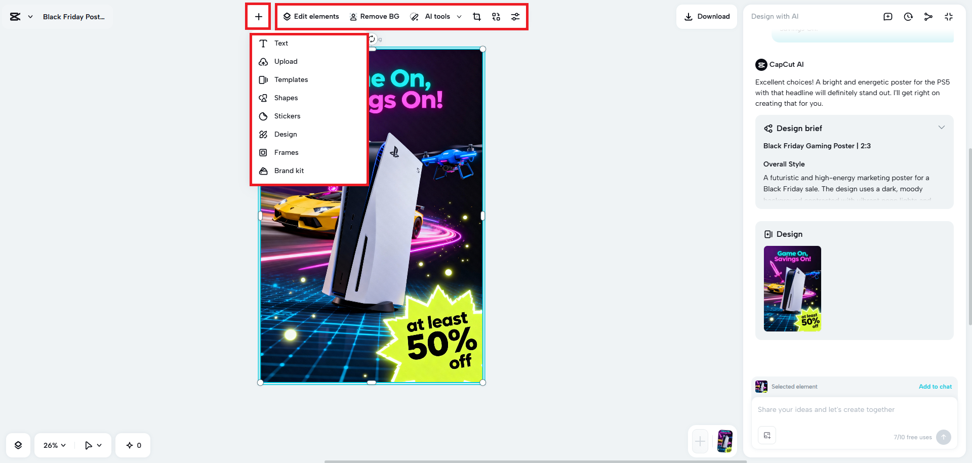 Edit your created design manually