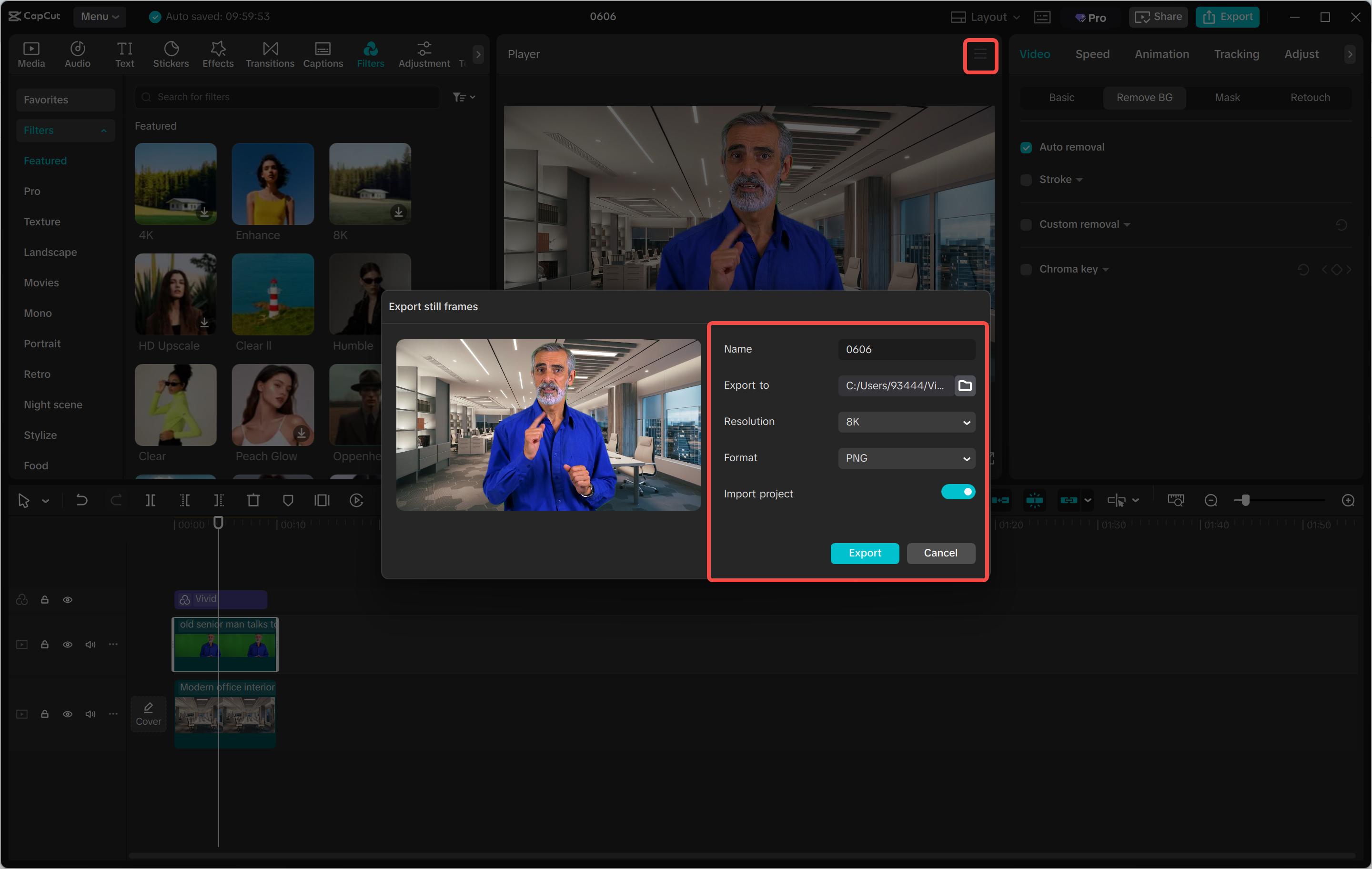 Exporter une image depuis l' CapCut éditeur vidéo de bureau