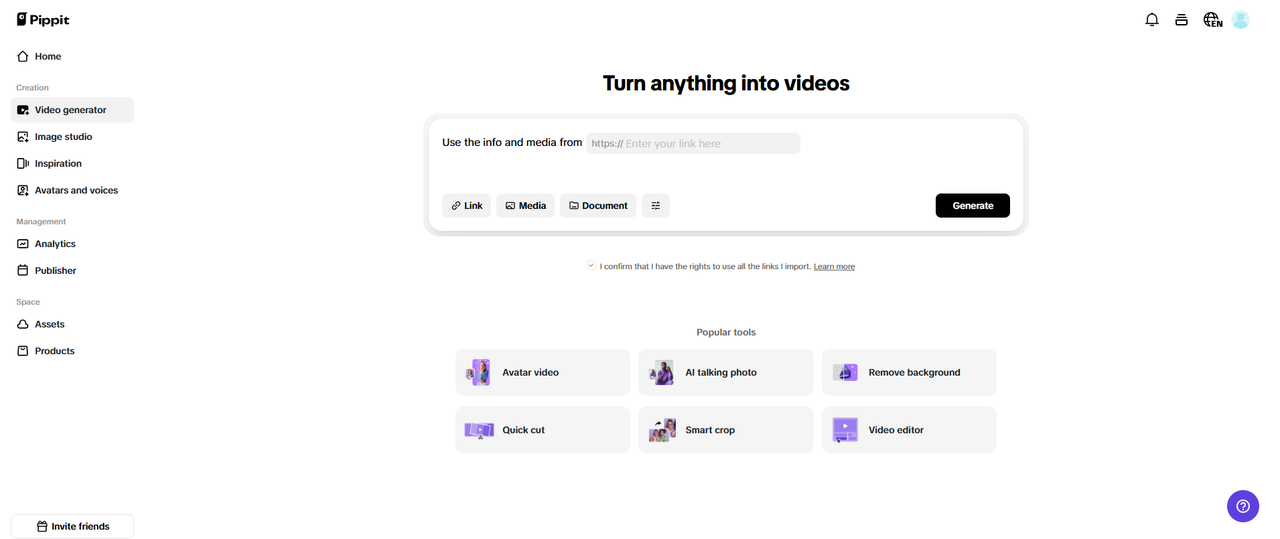 Upload product links or media