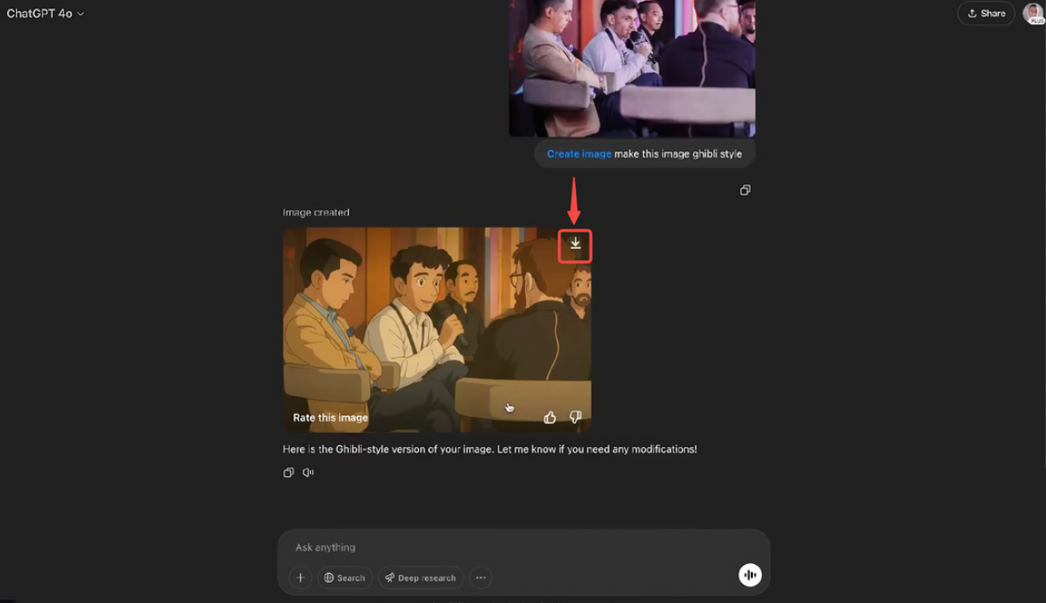 Laden Sie das generierte Bild herunter