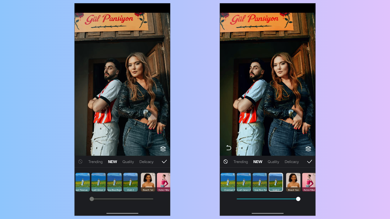 Filtre Vif de l'application CapCut