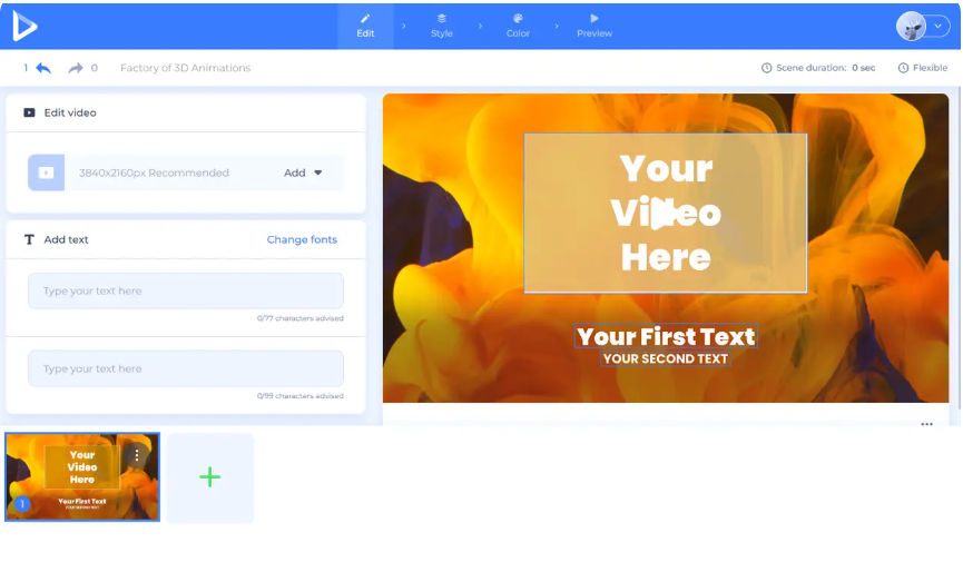 Interface ng Renderforest - isang mabilis at madaling paraan upang gumawa ng mga 3D na animation online
