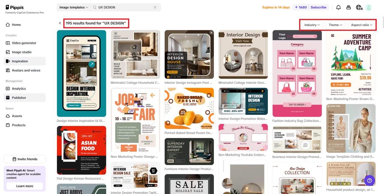 Browse through the template selection