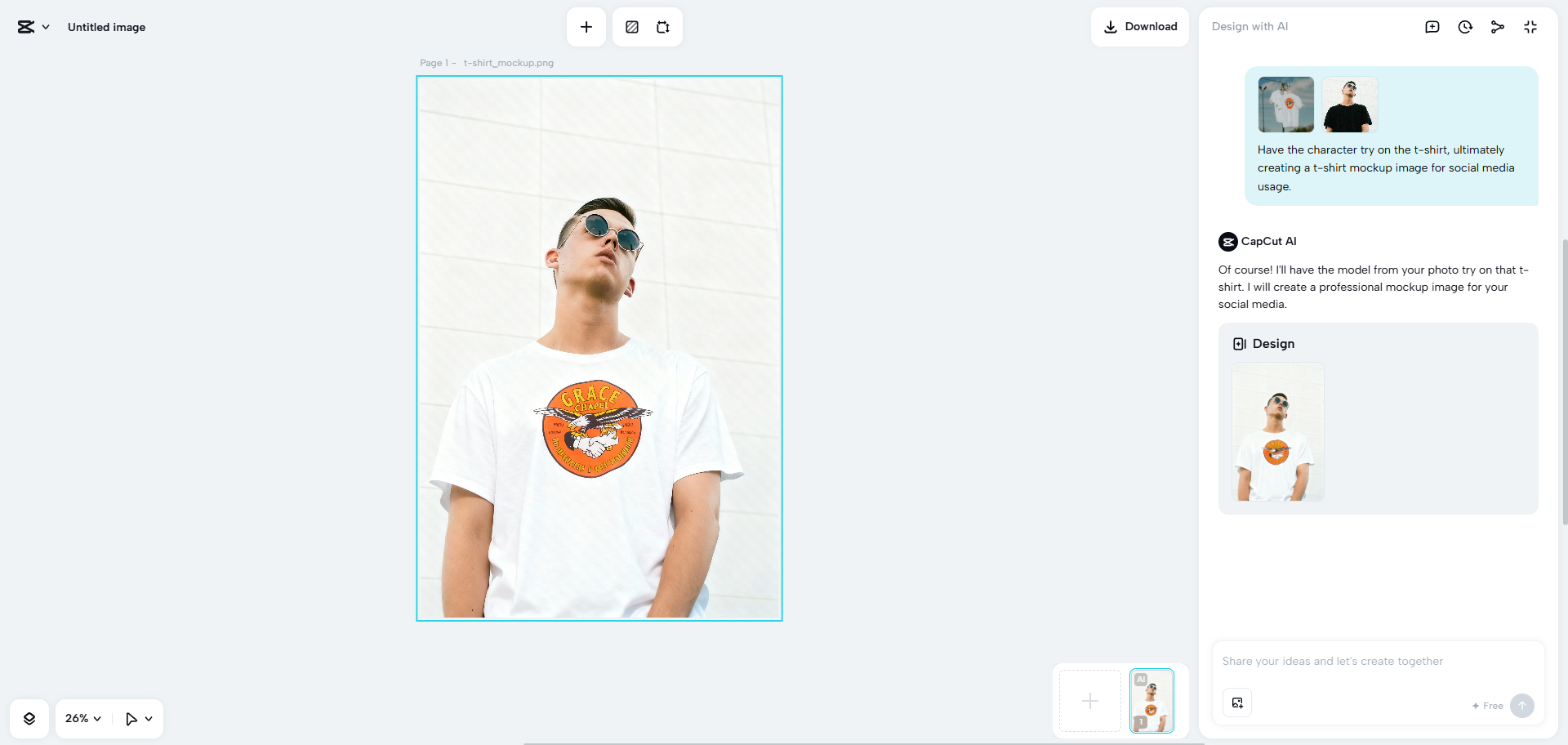 CapCut Web's AI design feature in action