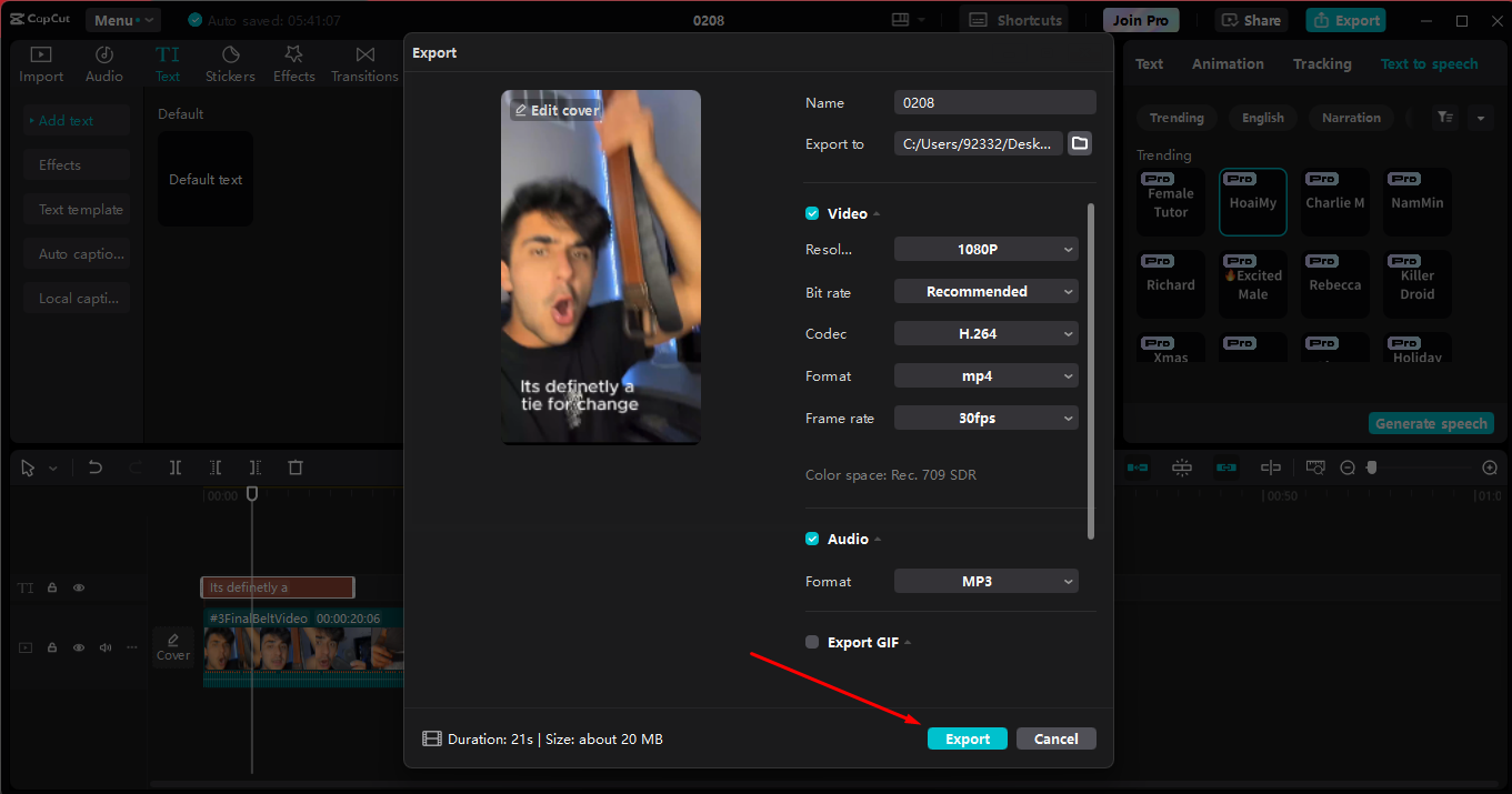 Exporting high-quality video from the CapCut desktop video editor
