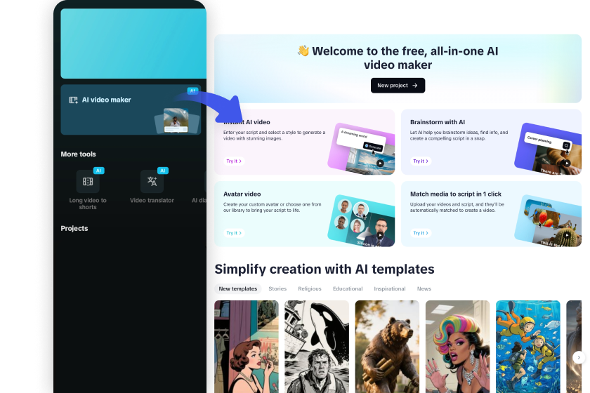 Start your AI movie project in CapCut's AI-generated movies