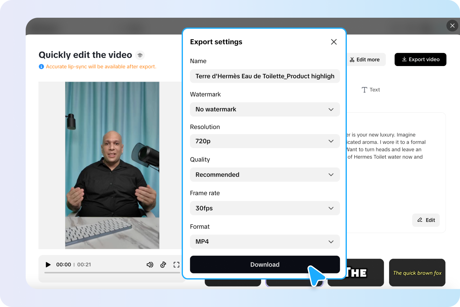 Export and share
