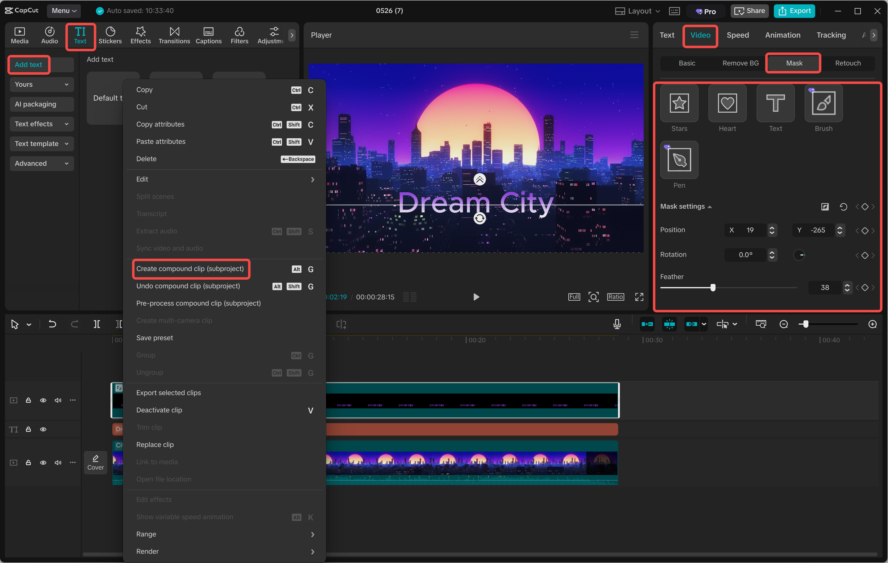 Gumawa ng gradient text gamit ang mask tool