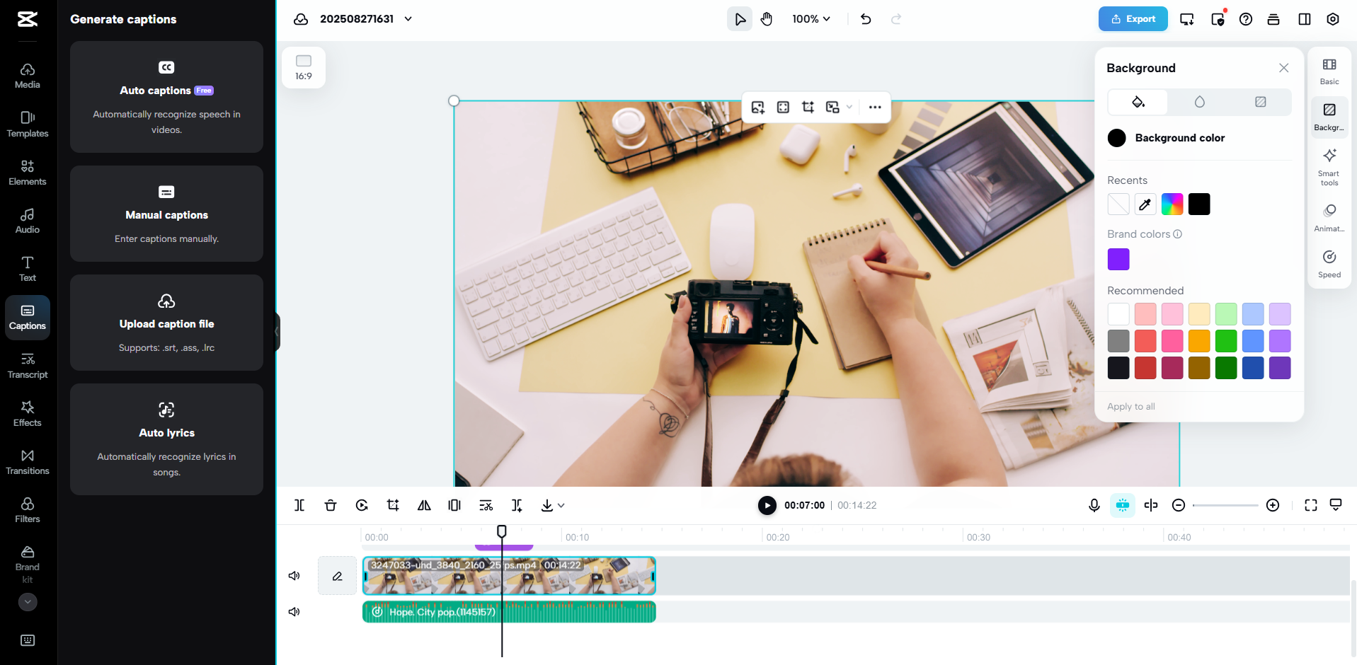 Interface do CapCut Web - uma ferramenta intuitiva para editar vídeos de e-commerce