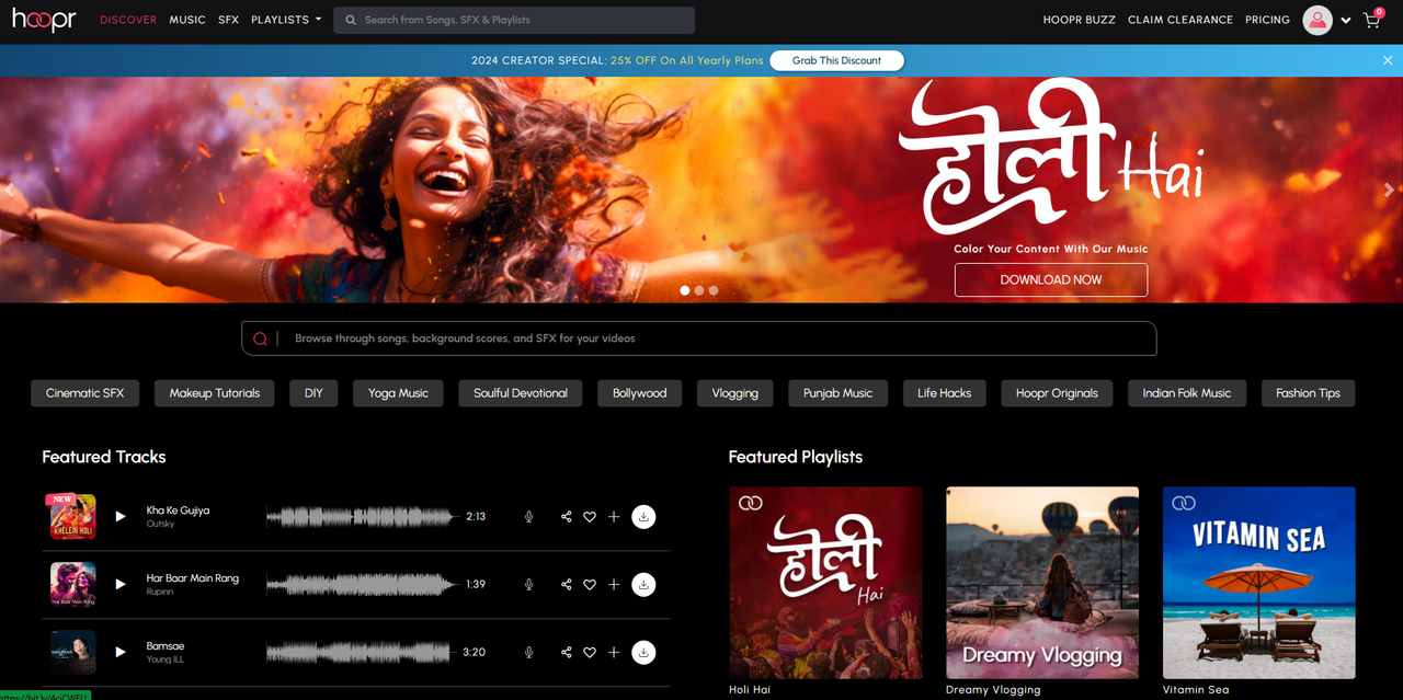 Hoopr homepage